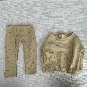 Rylee + Cru yellow floral knit sweatshirt sweater set, 12-18 months